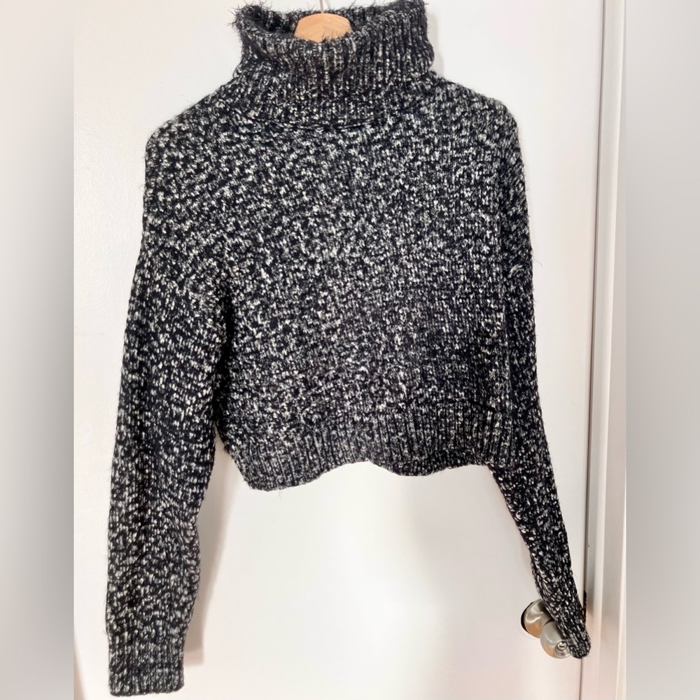 Ardene Black and White crop Cowl Neck Sweater